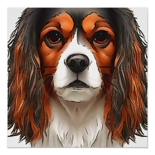 King Charles Cavalier Spaniel Pet Portrait Poster (Vorderseite)