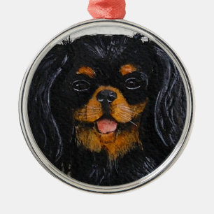 King Charles Cavalier Spaniel schwarz und braun Ornament Aus Metall