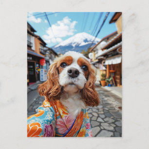 King Charles Cocker Spaniel macht Selfies quer dur Feiertagspostkarte