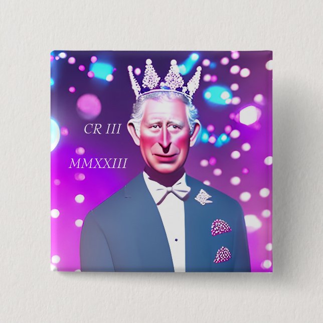 King Charles III 15 cm Square Abzeichen Button (Vorderseite)