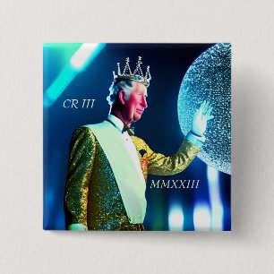 King Charles III 15 cm Square Abzeichen Button