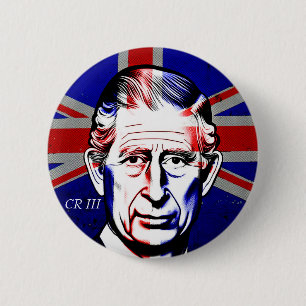 King Charles III 6 Cm Round Abzeichen Button