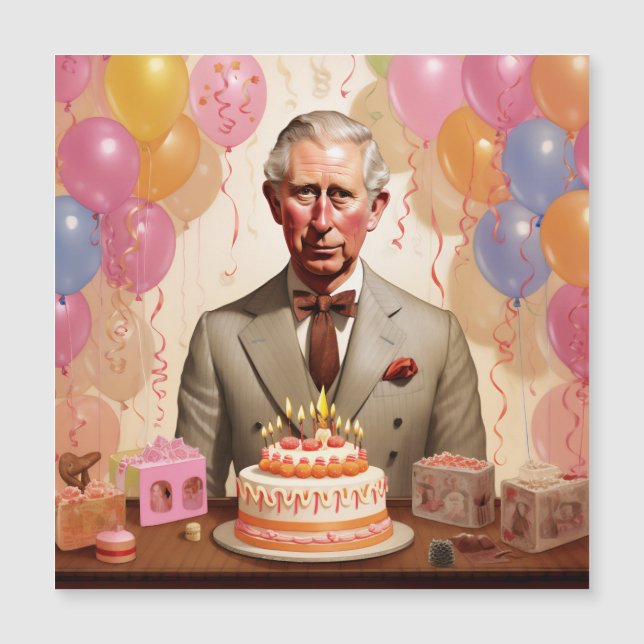 King Charles III Birthday Party Magneteinladung (Vorderseite)