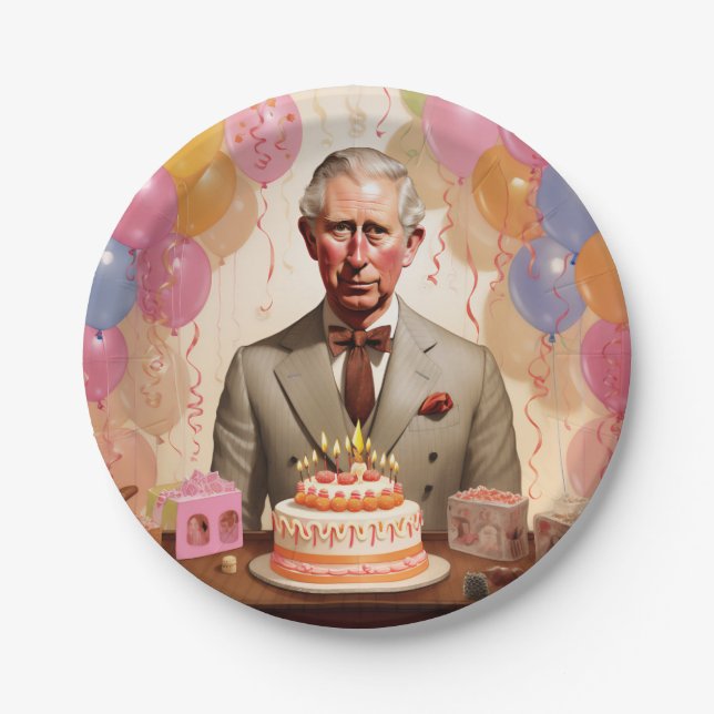 King Charles III Birthday Party Pappteller (Vorderseite)