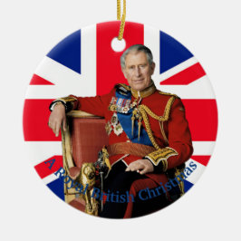 King Charles III Britische Flagge Weihnachtsgrüße Keramik Ornament
