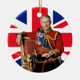 King Charles III Britische Flagge Weihnachtsgrüße Keramik Ornament