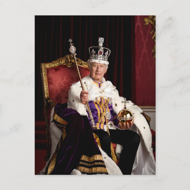 King Charles III Buckingham Palace Porträt Postkarte (Vorderseite)