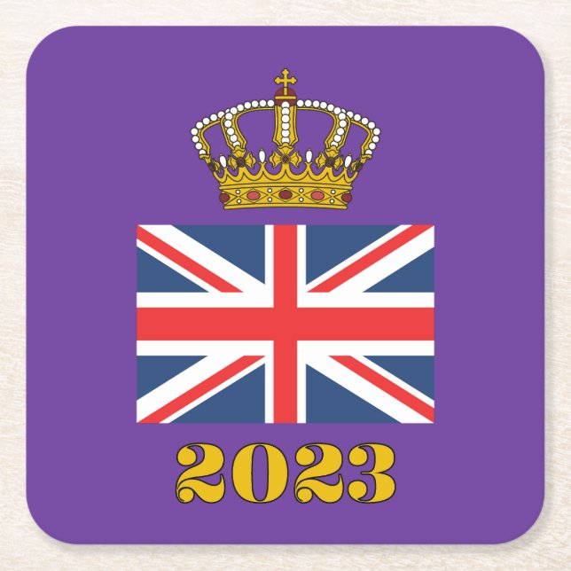 King Charles III Coronation 2023 Britische Krone Rechteckiger Pappuntersetzer (Vorderseite)