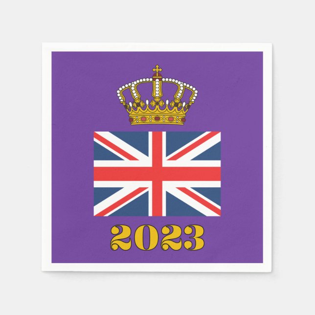 King Charles III Coronation 2023 Britische Krone Serviette (Vorderseite)