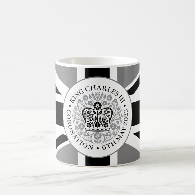 King Charles III Coronation Black Gray Logo Kaffeetasse (Mittel)