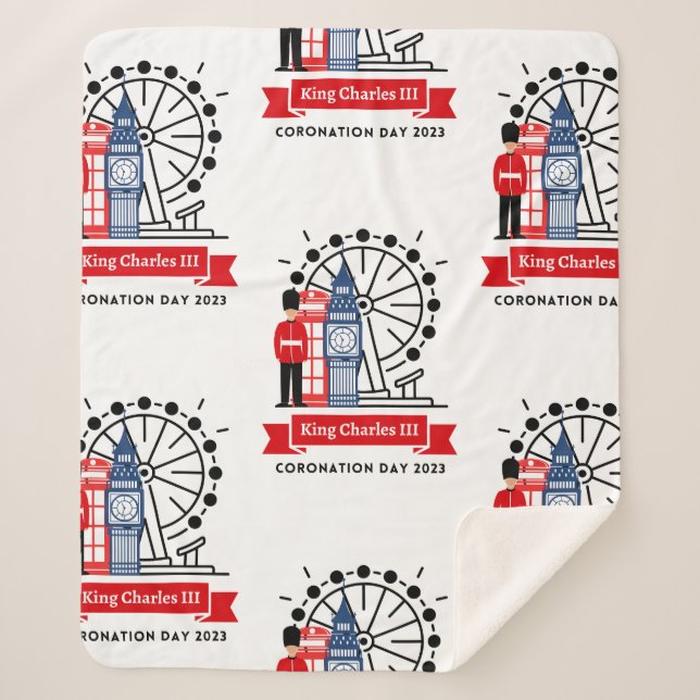 King Charles III Coronation Blanket Sherpadecke (Vorderseite)