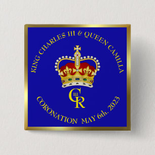 King Charles III Coronation Celebration 15 Cm Squa Button