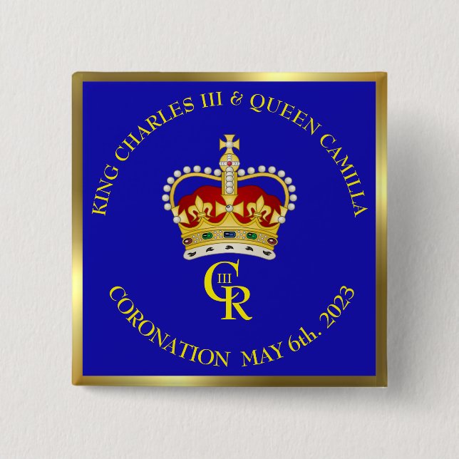 King Charles III Coronation Celebration 15 Cm Squa Button (Vorderseite)