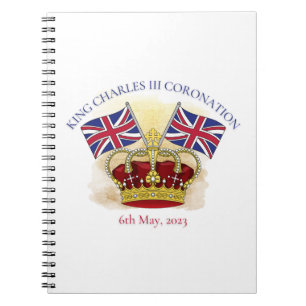 King Charles III Coronation Crown and Flags Notizblock