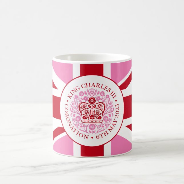 King Charles III Coronation Rosa Logo Kaffeetasse (Mittel)