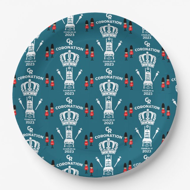 King Charles III Coronation Street Party Pappteller (Vorderseite)