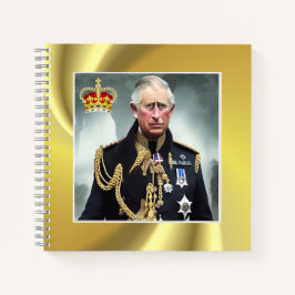 King Charles III Gold HintergrundNotebook Notizbuch