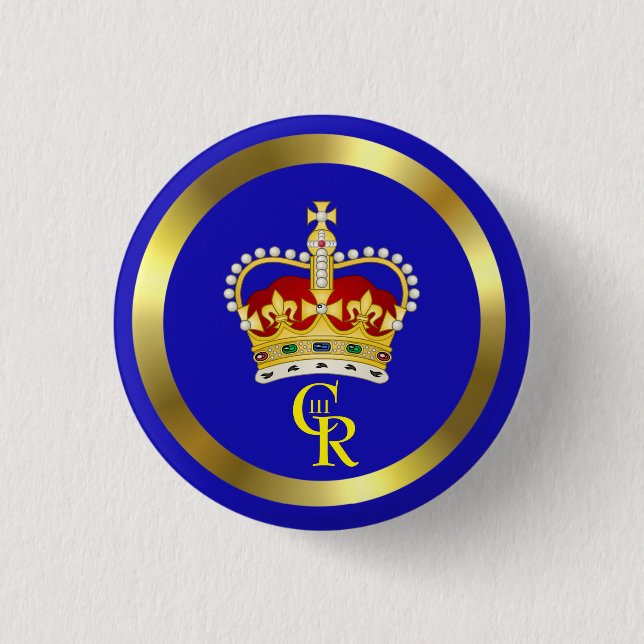King Charles III Monogram und Crown 3 Cm Round Button (Vorderseite)