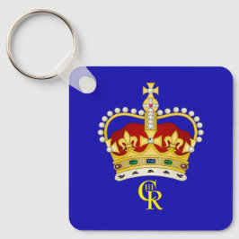King Charles III Monogramm und Kronen-Schlüsselrin Schlüsselanhänger