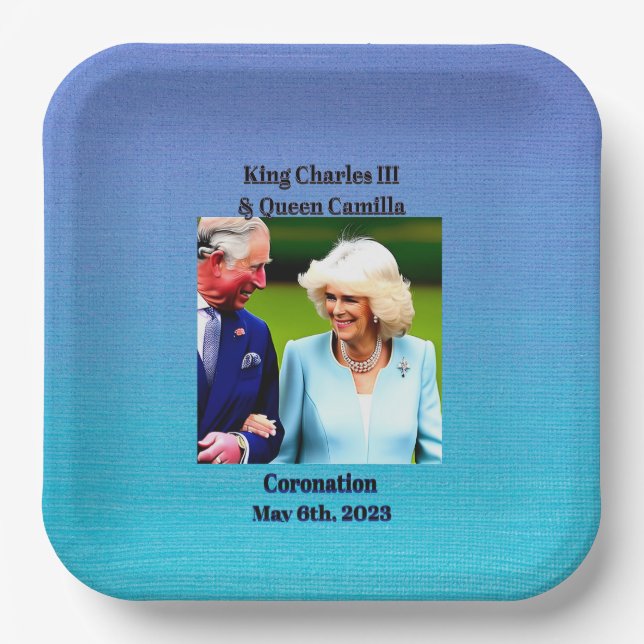 King Charles III & Queen Camilla Coronation Pappteller (Vorderseite)