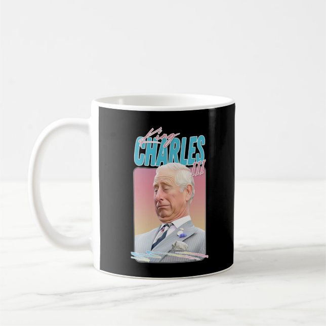 King Charles III - Retro ästhetisches Lüfterdesign Kaffeetasse (Links)