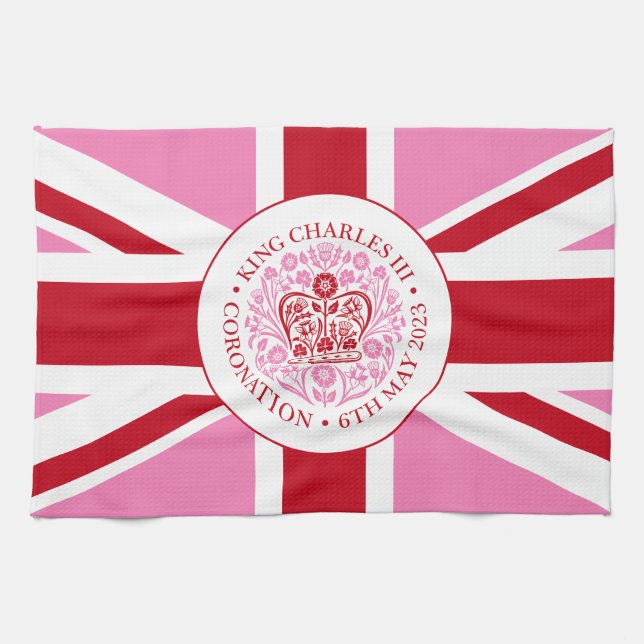 King Charles III Royal Coronation Logo Patriotic Geschirrtuch (Horizontal)