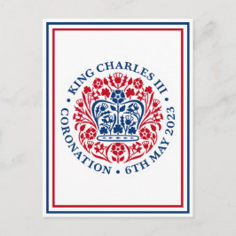 King Charles III Royal Coronation Logo Patriotic Postkarte