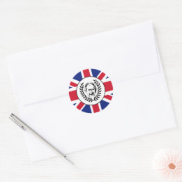King Charles III und British Union Jack Flag Runder Aufkleber