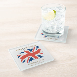 King Charles III Union Jack Flag Glasuntersetzer