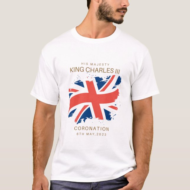 King Charles III Union Jack Flag T - Shirt (Vorderseite)