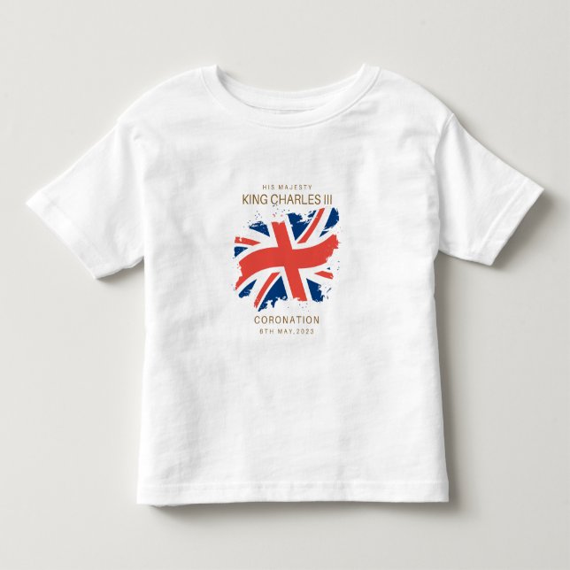 King Charles III Union Jack Flag T - Shirt (Vorderseite)