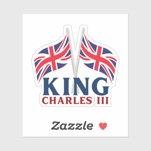 King Charles III. Union Jack Flags Sticker (Blatt)
