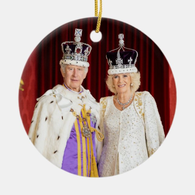 King Charles Queen Camilla Buckingham Palace Keramik Ornament (Vorne)