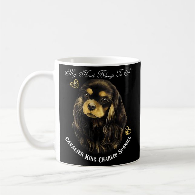 King Charles Spanel Black Tan Cavalier Spaniel Kaffeetasse (Links)