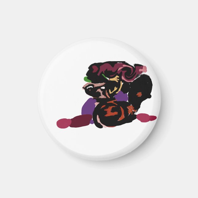 king Charles spaniel and roses sweet  Magnet (Vorne)