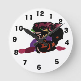 king Charles spaniel and roses sweet Runde Wanduhr