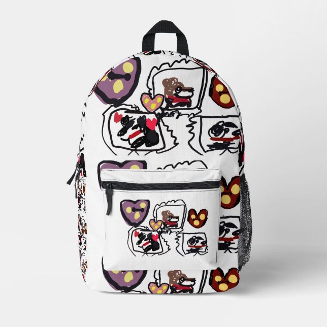 King Charles Spaniel-Herzen  Bedruckter Rucksack (Vorderseite)