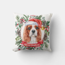 King Charles Spaniel Holiday Custom Throw Kissen