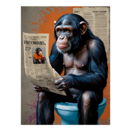 King Chimpanzee in Vibrant Pop Art Style" - Abstra Poster