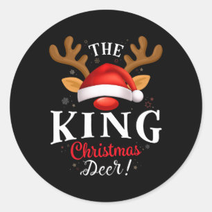 King Christmas Deer Pjs Xmas Familie Matching Runder Aufkleber
