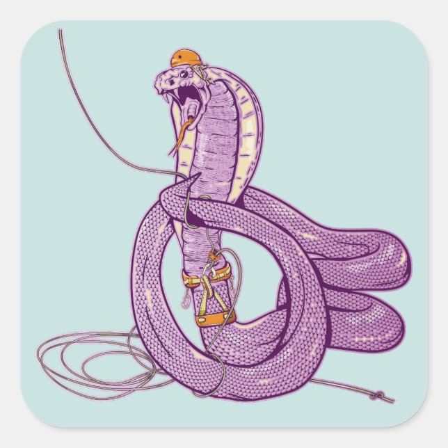 King Cobra Snake Rock Klettern Quadratischer Aufkleber (Vorderseite)