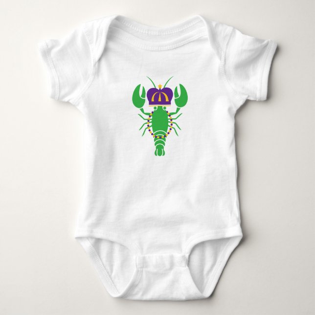 King Crawfish Mardi Gras Baby Bodysuit Baby Strampler (Vorderseite)