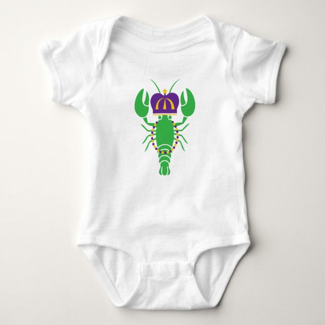 King Crawfish Mardi Gras Baby Bodysuit Strampler (Vorderseite)