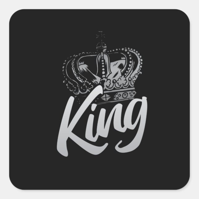 King Crown Quadratischer Aufkleber (Vorderseite)