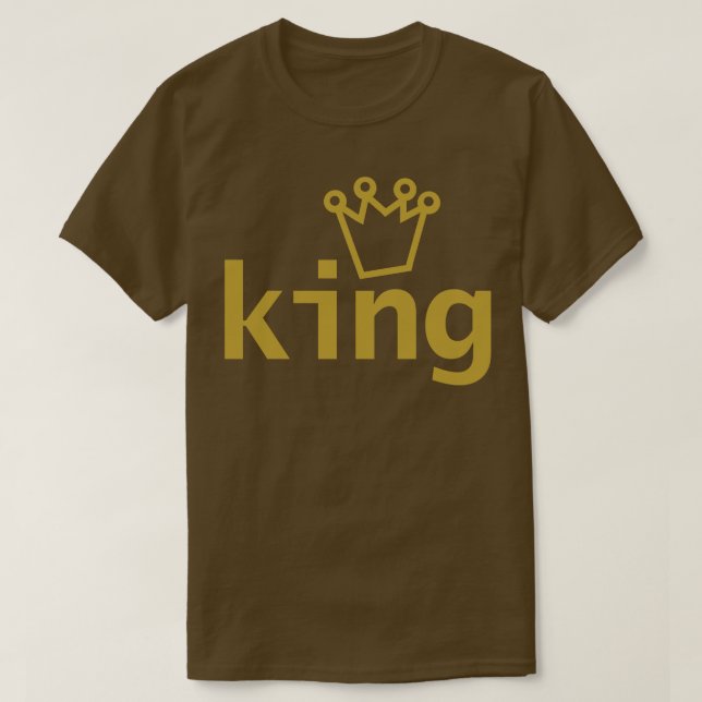 King Crown Typografie Gold Text T-Shirt (Design vorne)