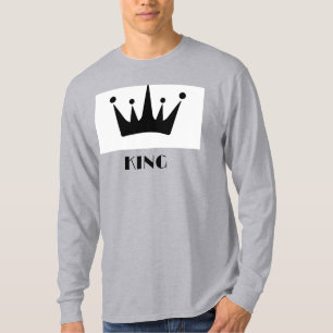 King Custom Text Crown Image Gray Long Sleeve T-Shirt