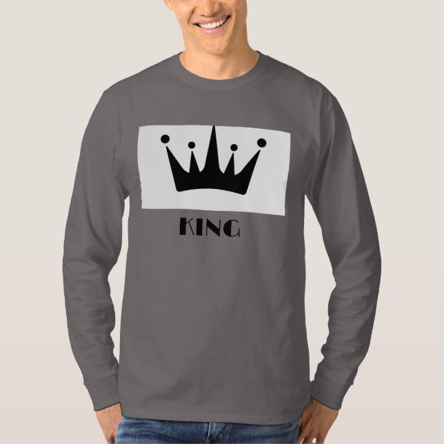 King Custom Text Crown Image Rmoke Gray Long Sleev T-Shirt (Vorderseite)