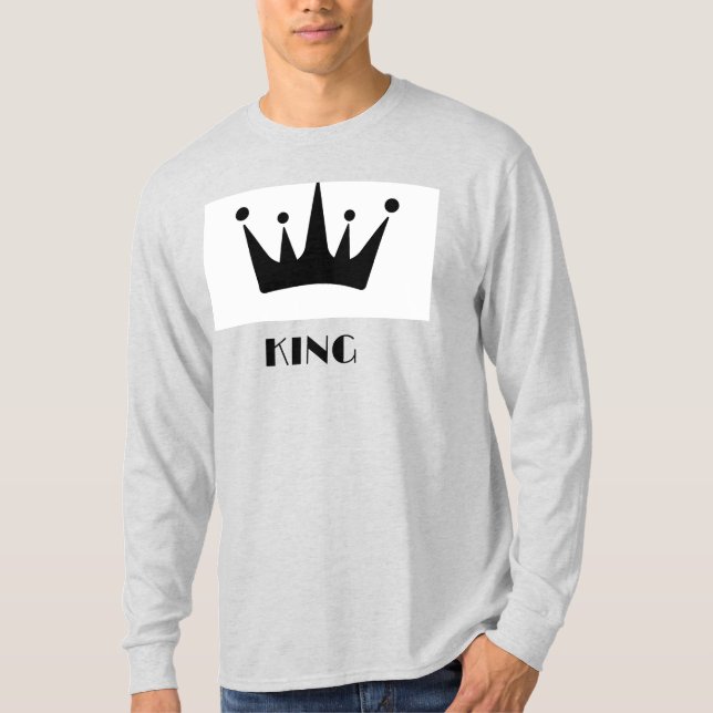 King Custom Text Kronenbild Asche Langarm T-Shirt (Vorderseite)