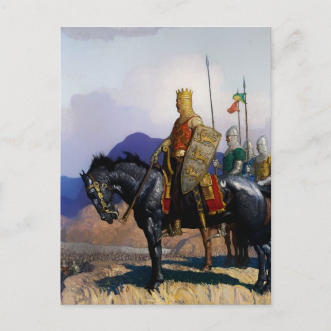 "King Edward Views the Battle" von NC Wyeth Postkarte (Vorderseite)