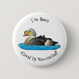 King eider bird Cartoon Button
